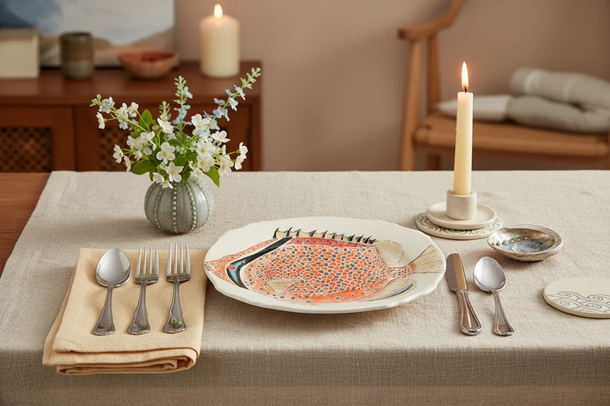 Bliss Home Fantastical Fish Douwing Princess Oval Serving Platter - Image 3