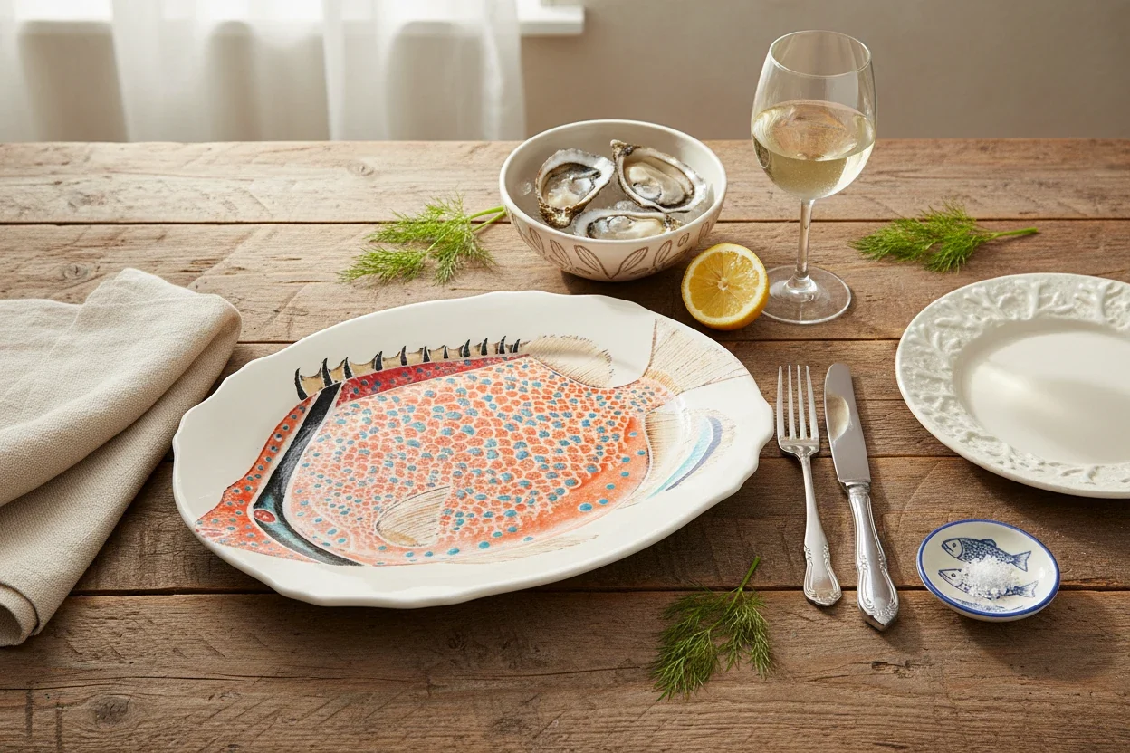 Bliss Home Fantastical Fish Douwing Princess Oval Serving Platter - Image 4