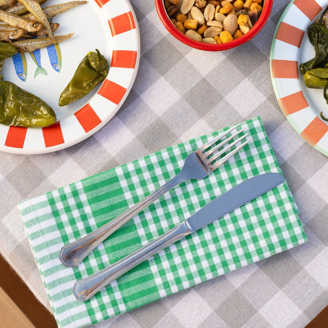 Bon Appetit Cotton Gingham Napkins, Green - Image 2