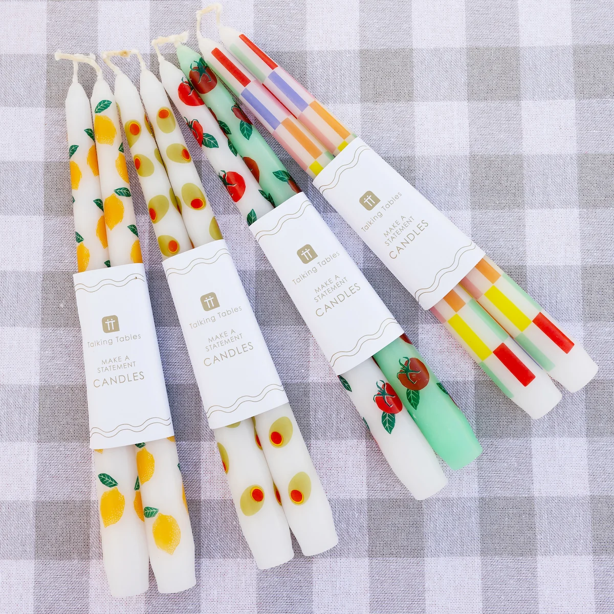 Bon Appetite Multi Coloured Check Taper Dinner Candles (2 Pack) - Image 4