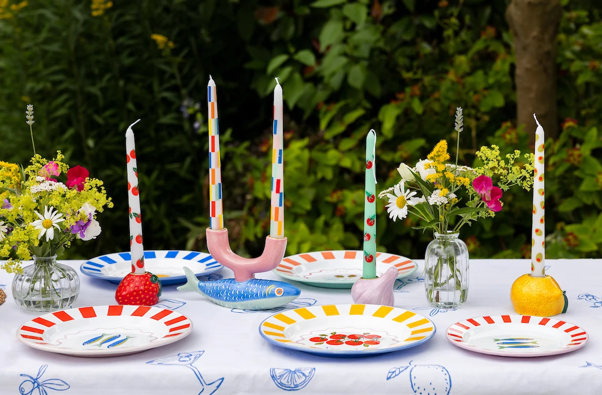 Bon Appetite Multi Coloured Check Taper Dinner Candles (2 Pack) - Image 6