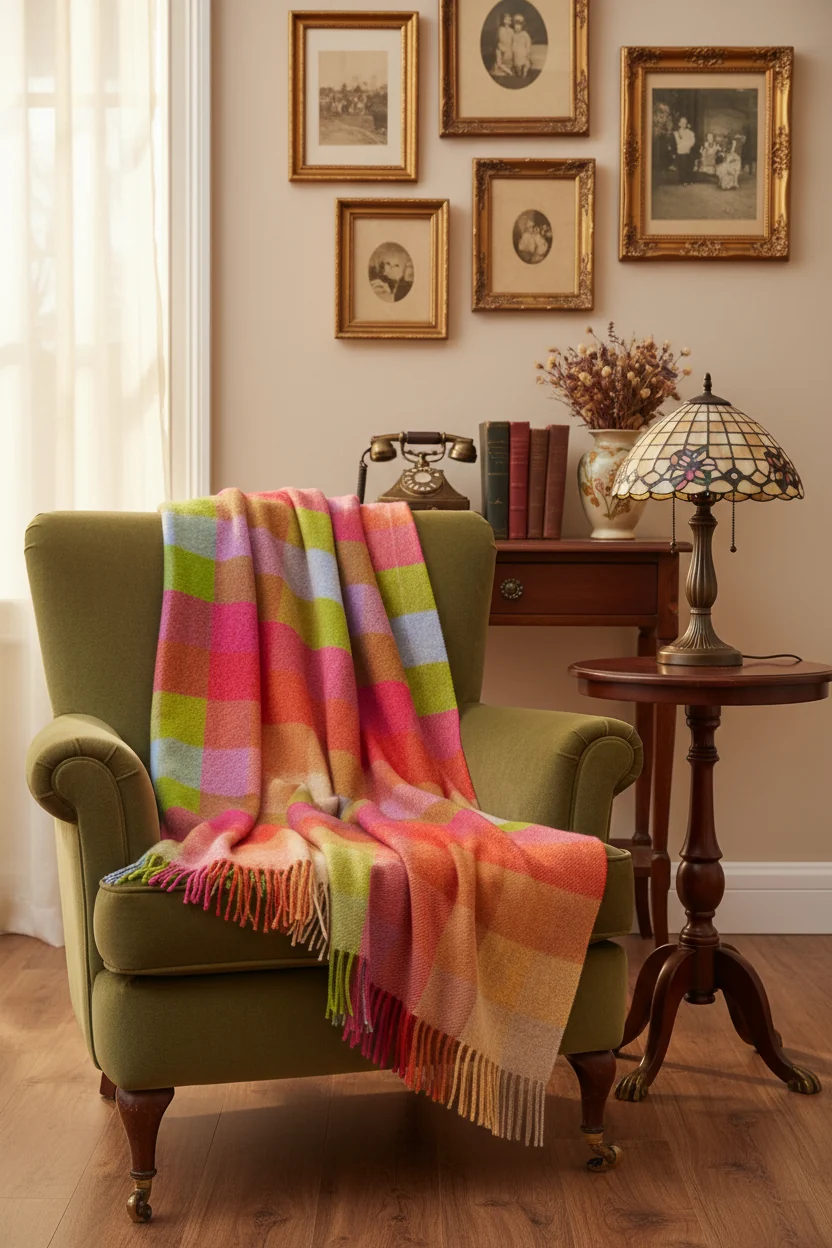 Bronte By Moon Harlequin Shetland Wool Throw, Sunshine - Image 8
