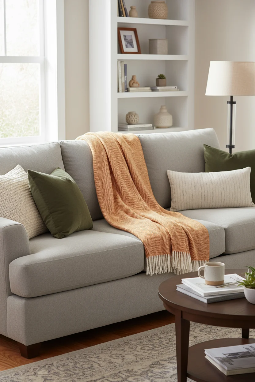 Bronte By Moon Herringbone Pure New Wool Throw, Pumpkin Spice - Image 5