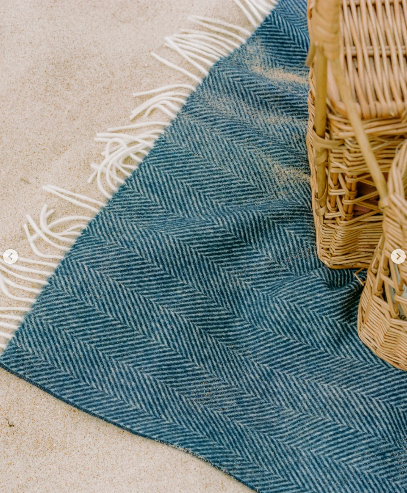 Bronte By Moon Herringbone Pure New Wool Throw, Teal - Image 6