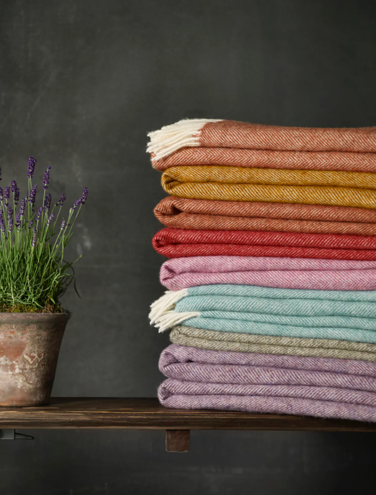 Bronte By Moon Herringbone Shetland Wool Throw, Duck Egg Blue - Image 6