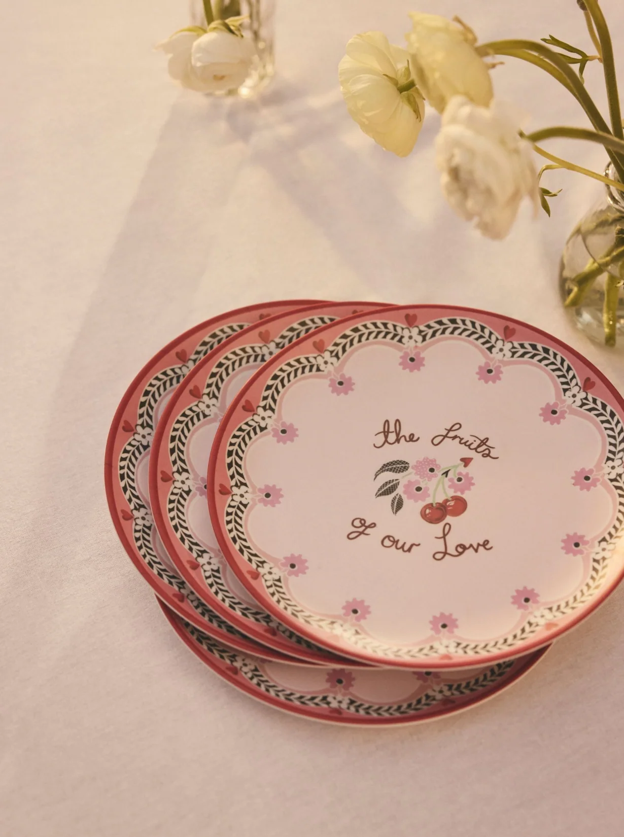 Cath Kidston Cherry  Melamine Picnic Side Plates (Set Of 4) - Image 3