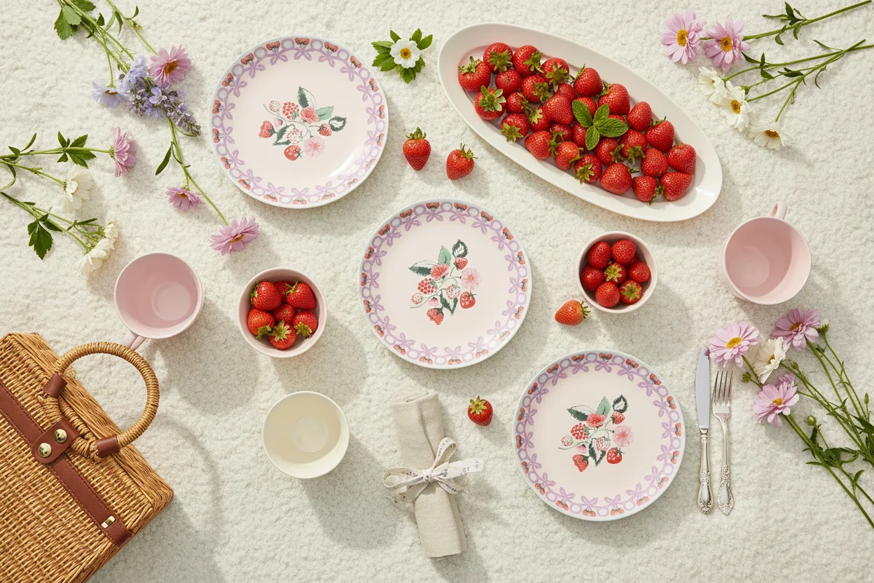 Cath Kidston Raspberry Melamine Picnic Side Plates (Set Of 4) - Image 5