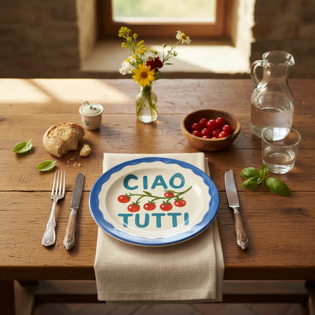 Ciao Tutti Ceramic Dinner Plate By Ms Doodle - Image 4