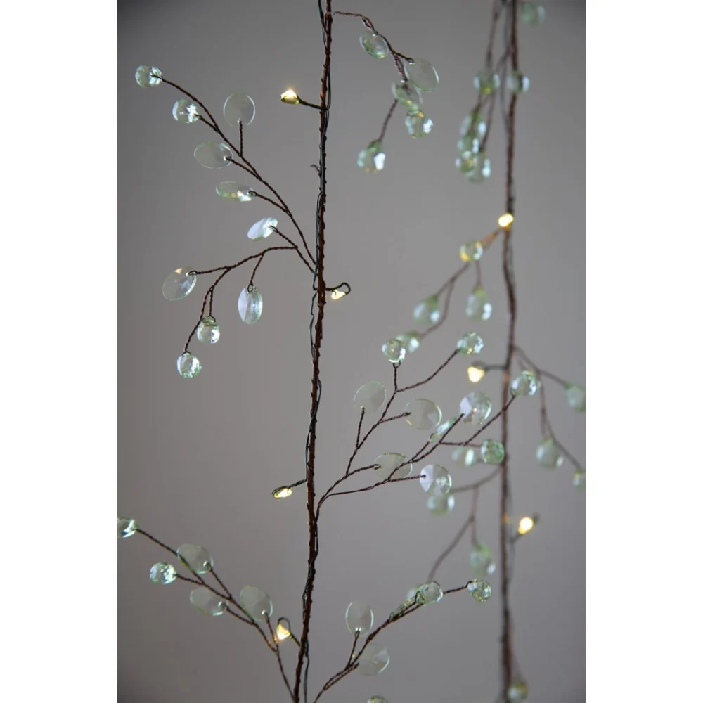 Clear Green Crystal Blossom LED Fairy Lights (Battery Powered)