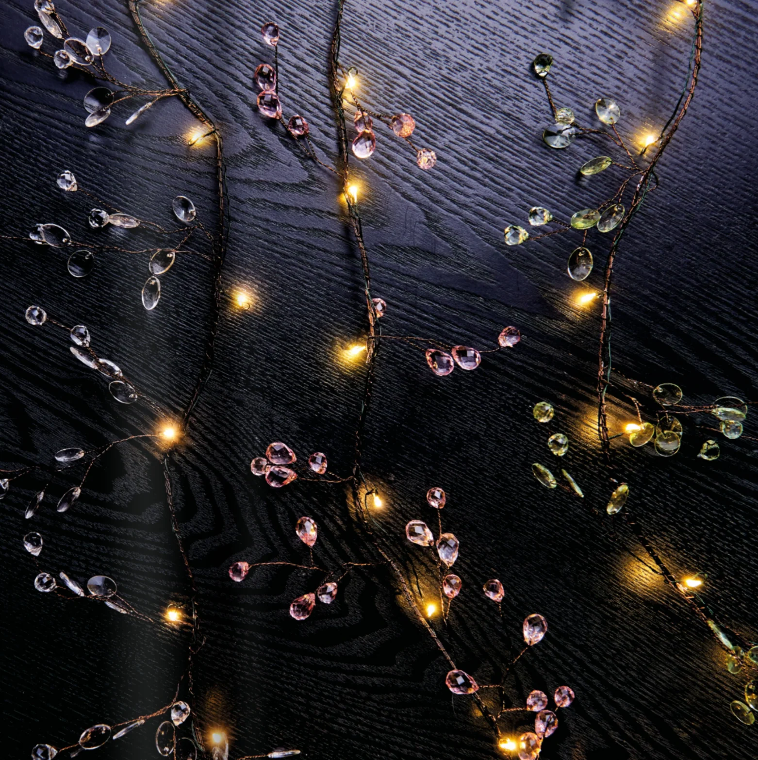 Clear Pink Crystal Blossom LED Fairy Lights (Battery Powered) - Image 2