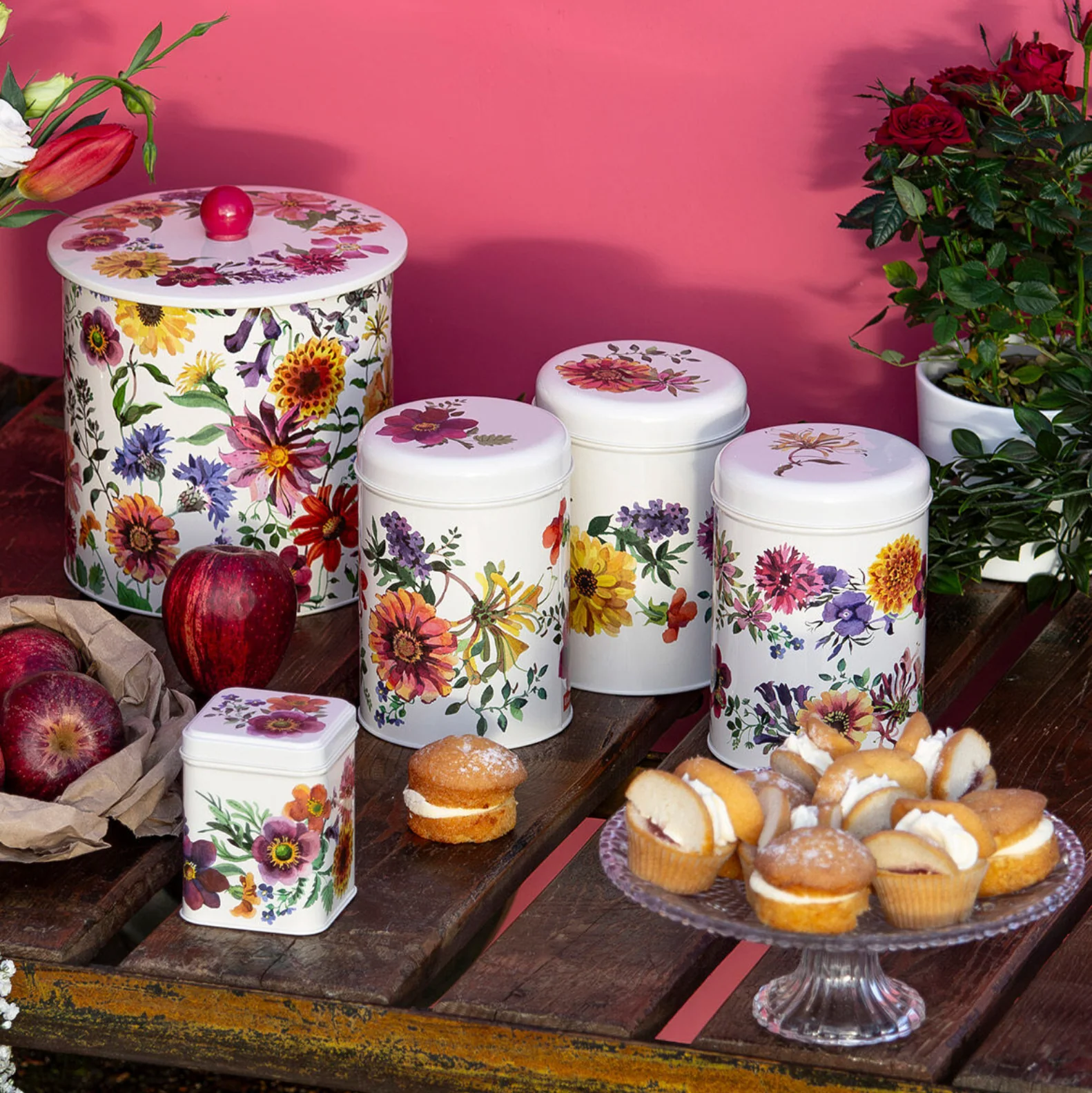Emma Bridgewater Round Storage Canisters, Garden Flowers (Set Of 3) - Image 3