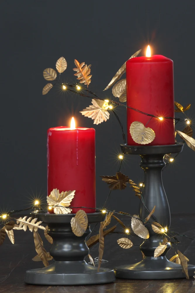 Handmade Metal  LED Fairy Lights,Gold Leaves (Battery Operated) - Image 3