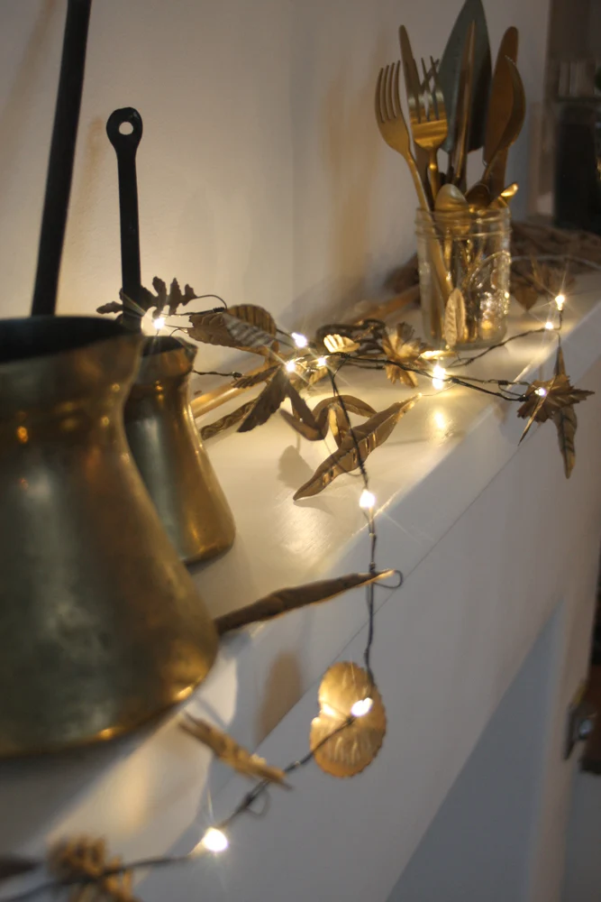 Handmade Metal  LED Fairy Lights,Gold Leaves (Battery Operated) - Image 4