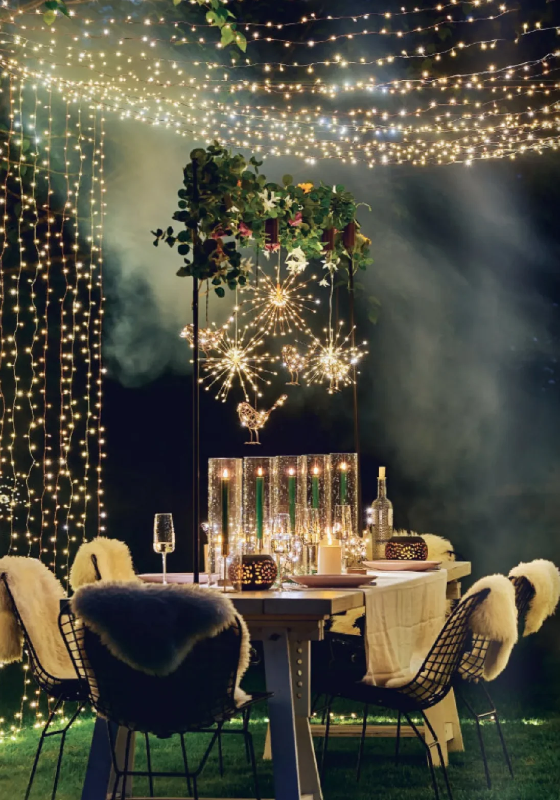 Hanging Starburst LED Fairy Light Silver (Battery Operated) - Image 3