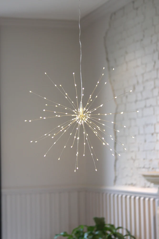Hanging Starburst LED Fairy Light Silver (Battery Operated) - Image 9