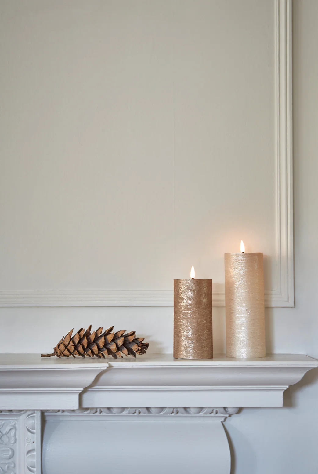 LED Pillar Metallic Candles Light Champagne (Set Of 2) - Image 4