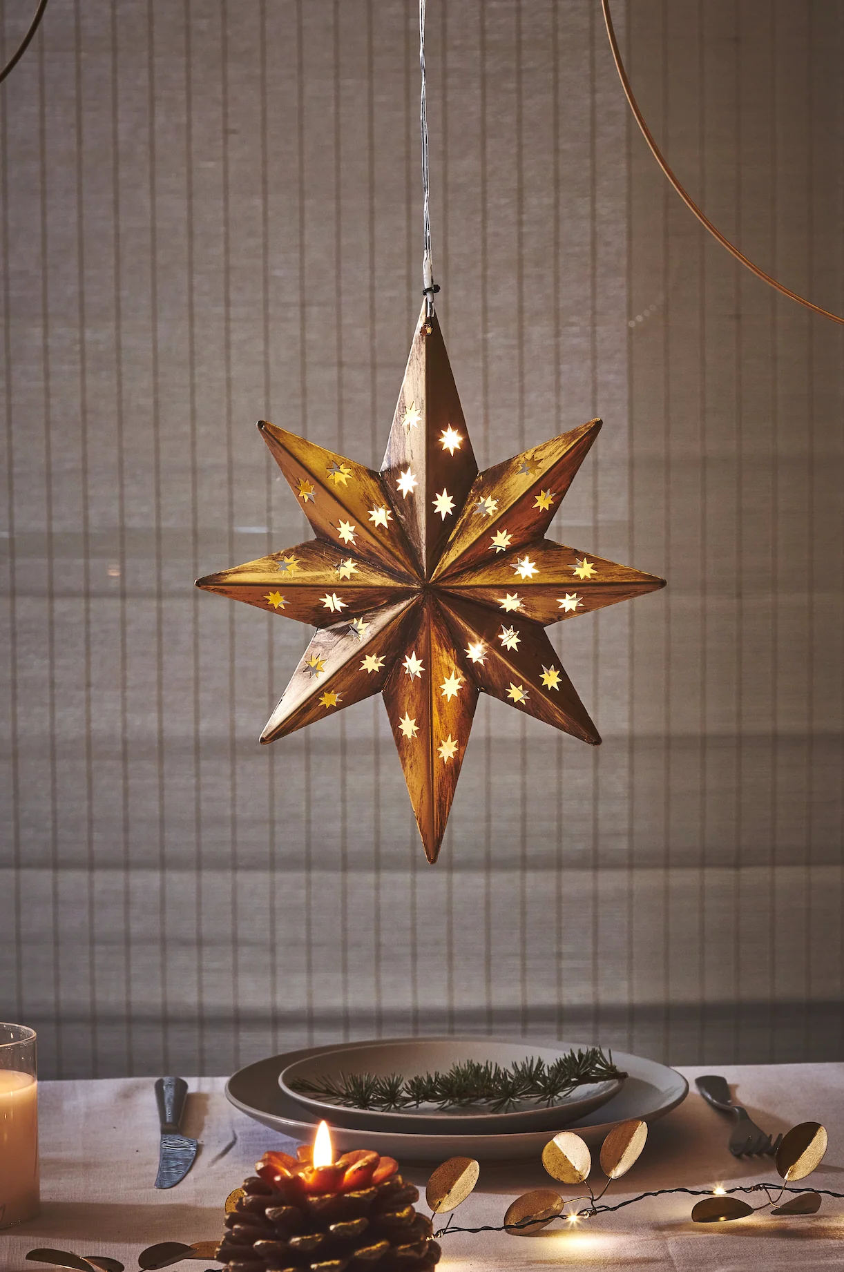LED Pinecone Candle, Antique Gold - Image 4