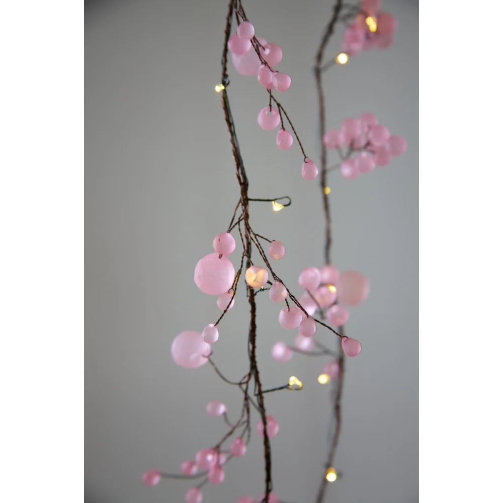 Matt Pink Crystal Blossom LED Fairy Lights (Battery Powered)