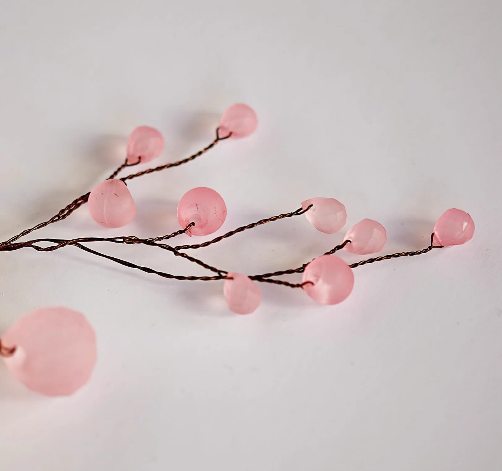Matt Pink Crystal Blossom LED Fairy Lights (Battery Powered) - Image 3