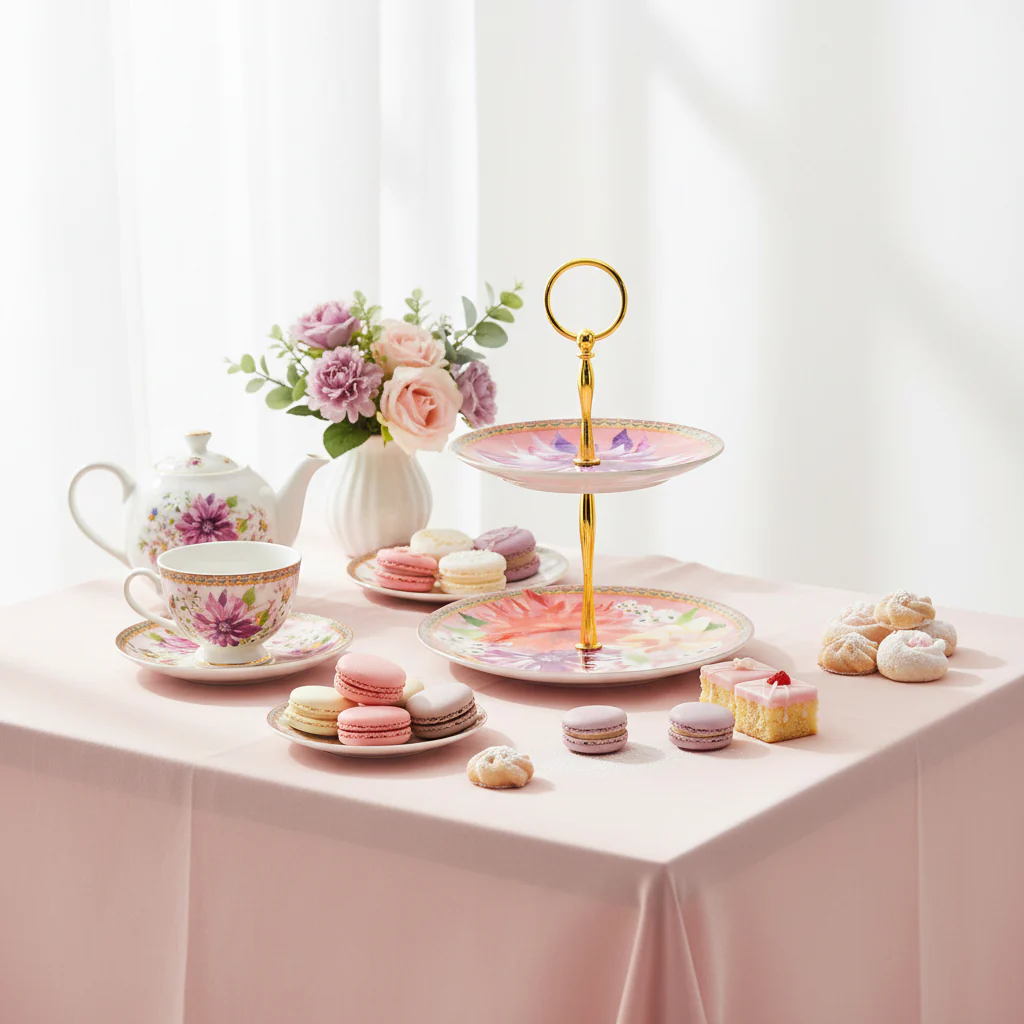 Maxwell & Williams Teas & C’S Dahlia Daze 2 Tiered Cake Stand, Pink - Image 6