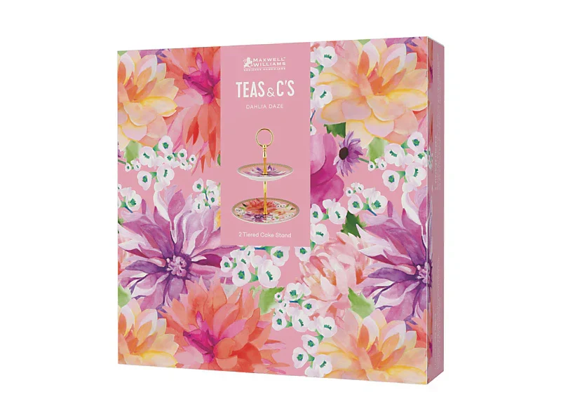 Maxwell & Williams Teas & C’S Dahlia Daze 2 Tiered Cake Stand, Pink - Image 7