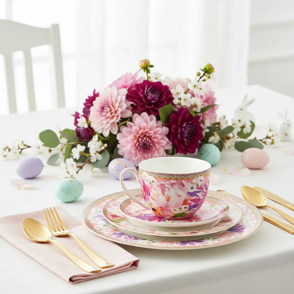 Maxwell & Williams Teas & C’S Dahlia Daze Breakfast Cup & Saucer, Pink - Image 7