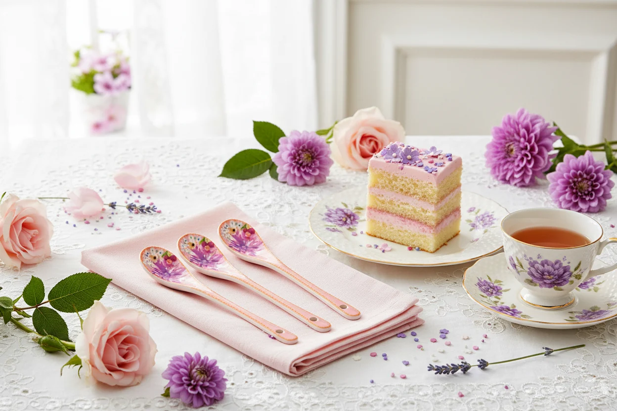 Maxwell & Williams Teas & C’S Dahlia Daze Ceramic Teaspoons, Pink (Set Of 4 ) - Image 4