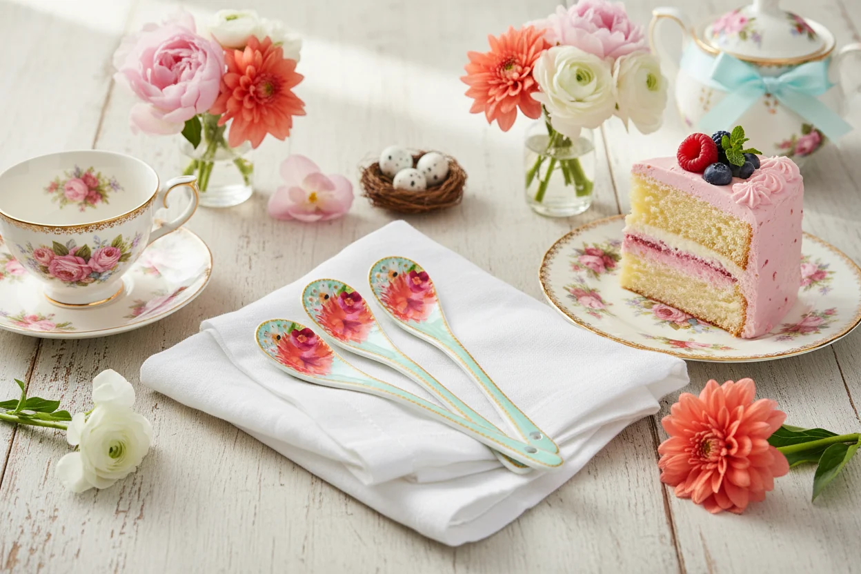 Maxwell & Williams Teas & C’S Dahlia Daze Ceramic Teaspoons, Sky (Set Of 4 ) - Image 3