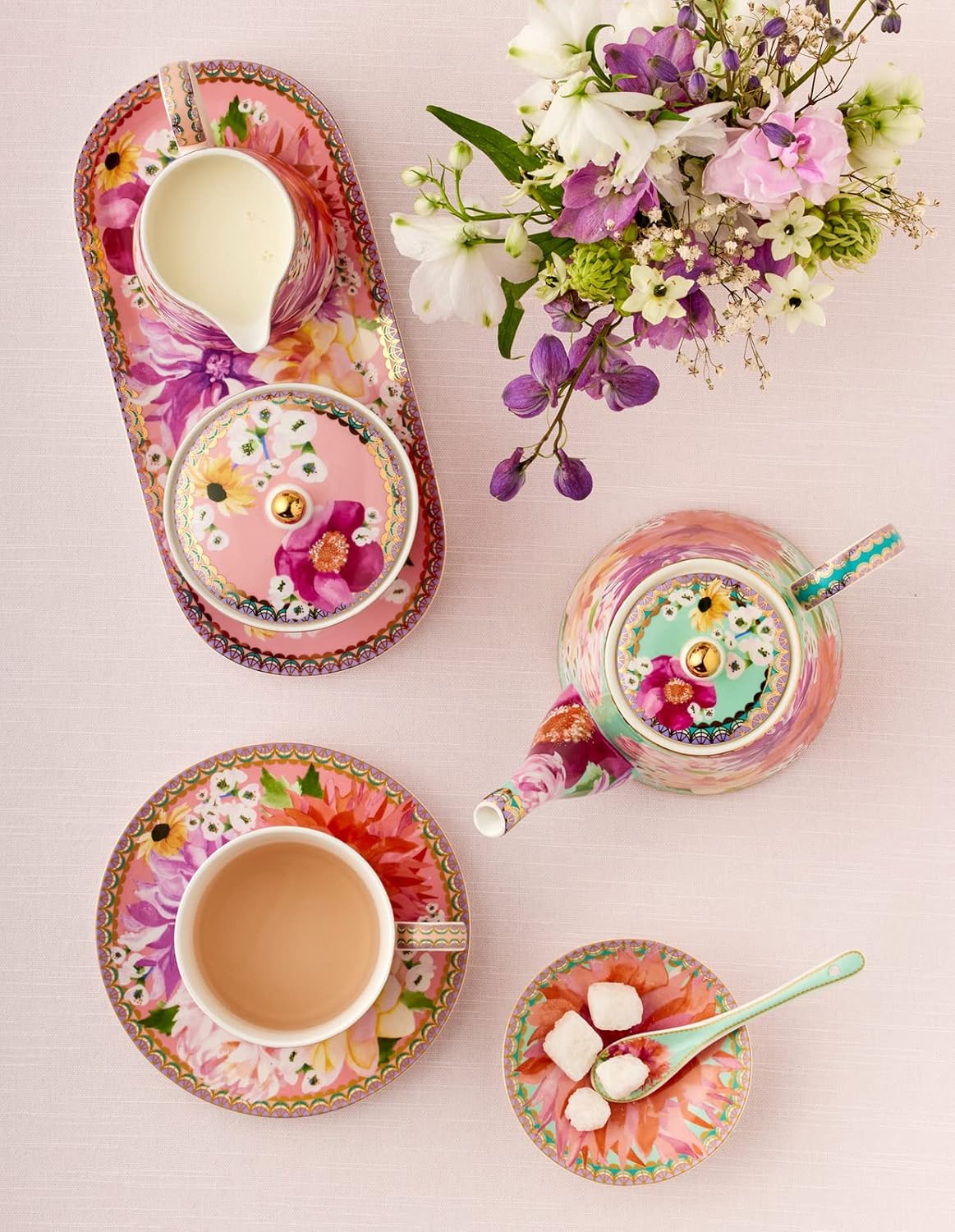 Maxwell & Williams Teas & C’S Dahlia Daze Ceramic Teaspoons, Sky (Set Of 4 ) - Image 6