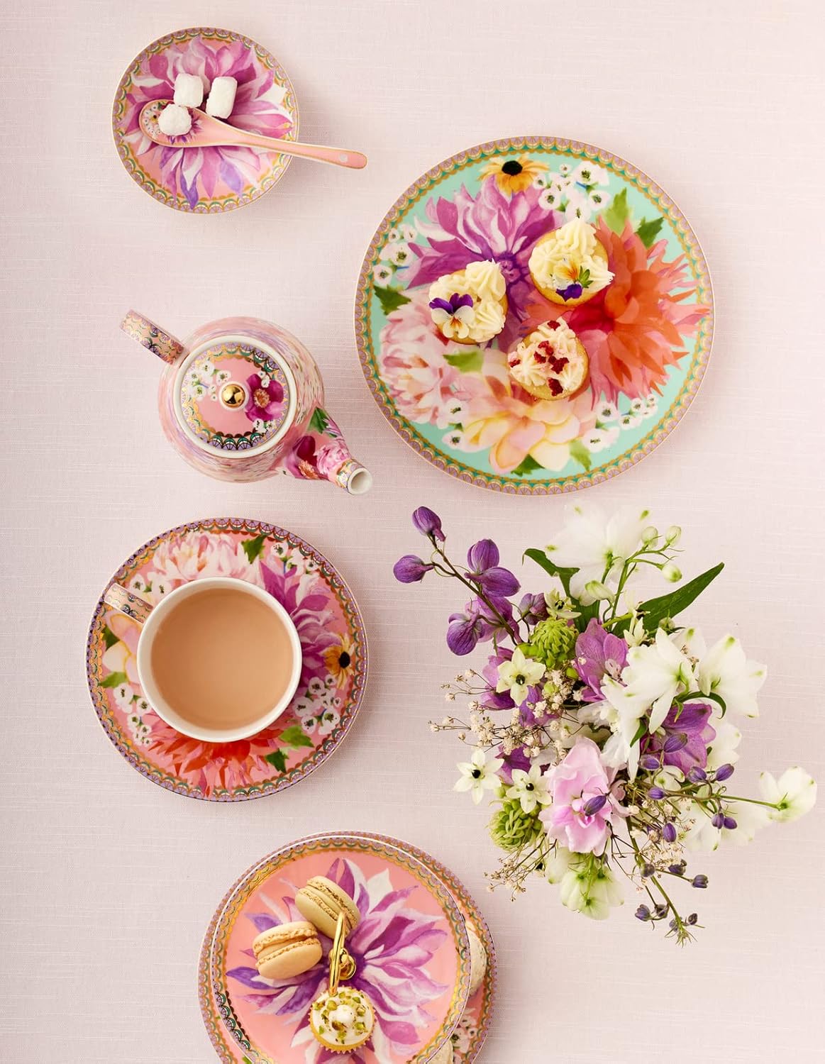 Maxwell & Williams Teas & C’S Dahlia Daze Coupe Side Plate, Pink - Image 4