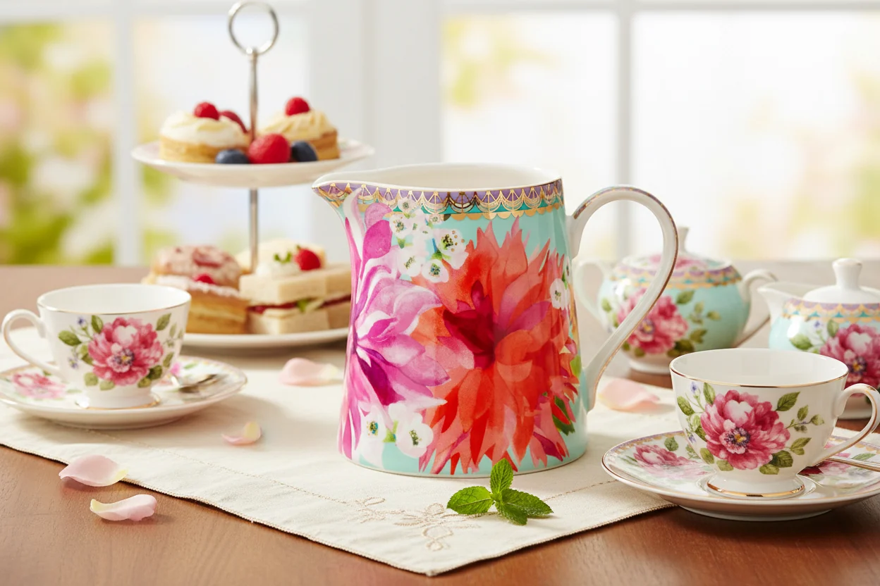 Maxwell & Williams Teas & C’S Dahlia Daze Creamer Jug, Sky - Image 4