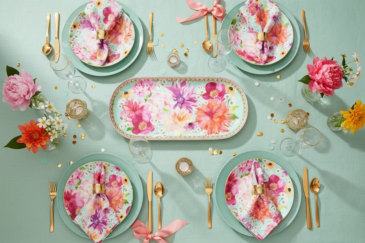 Maxwell & Williams Teas & C’S Dahlia Daze Serving Platter, Sky - Image 3