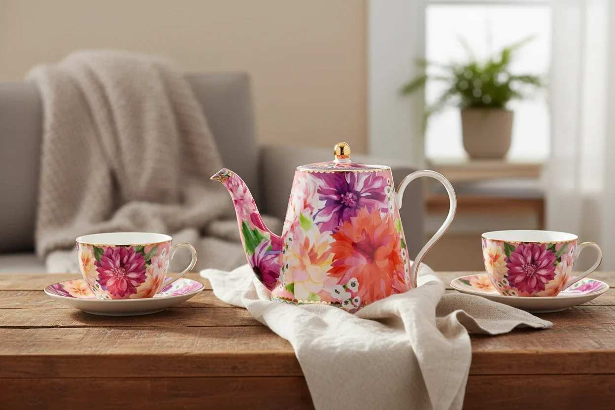 Maxwell & Williams Teas & C’S Dahlia Daze Teapot With Infuser, Pink - Image 3