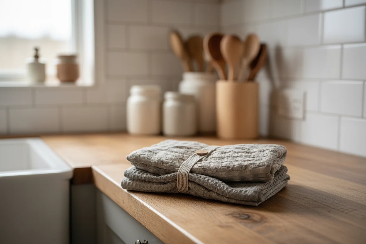 Morgan Wright Luxury Waffle Tea Towel, Slate ( Set Of 2 ) - Image 3