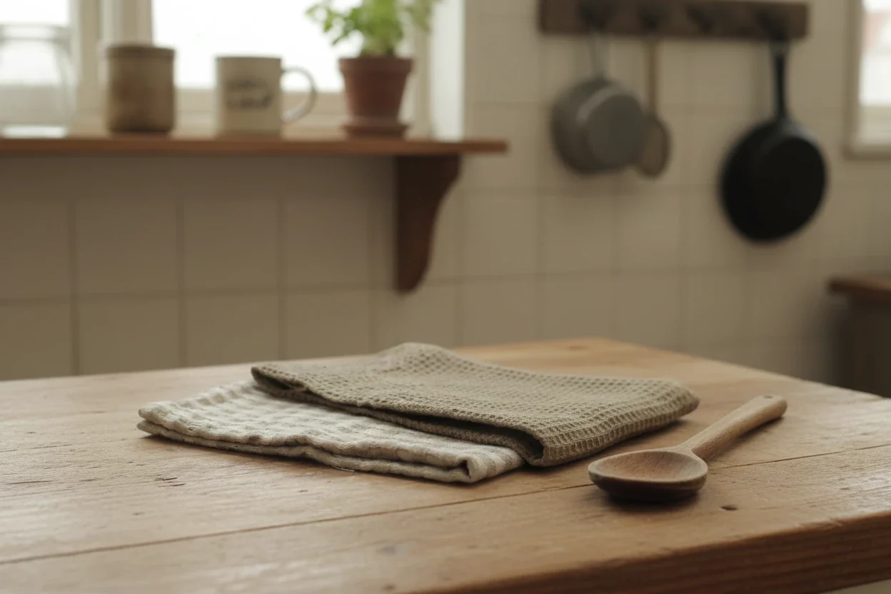 Morgan Wright Luxury Waffle Tea Towel, Taupe ( Set Of 2 ) - Image 3