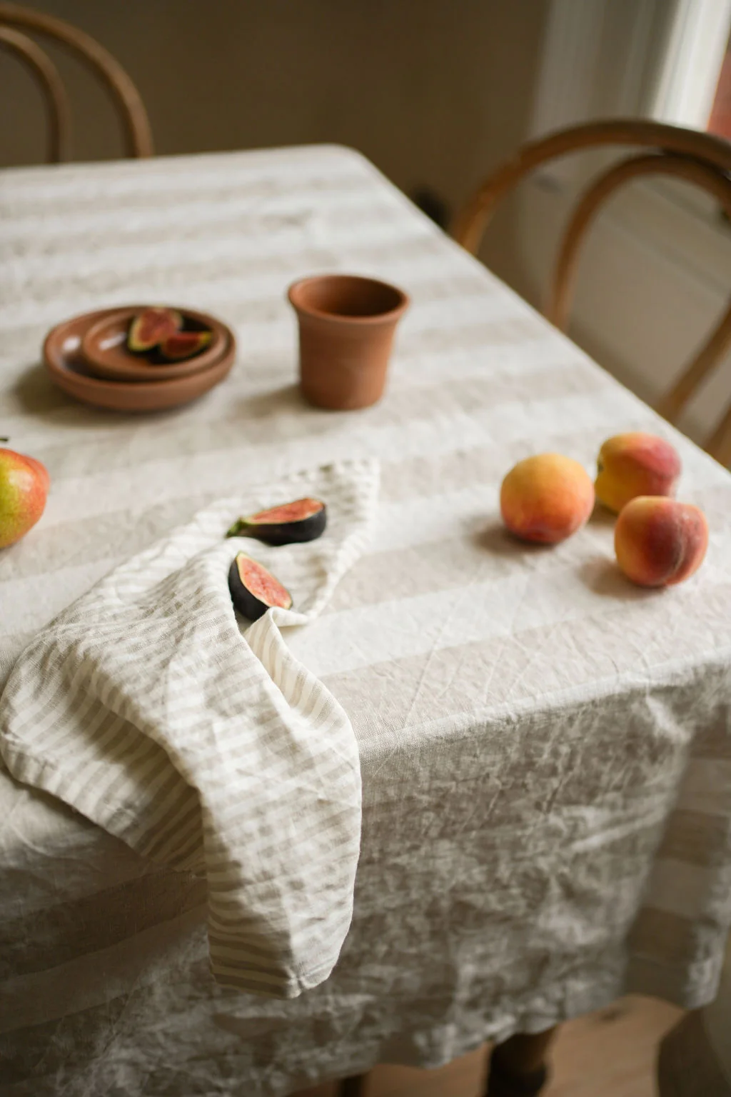 Morgan Wright The Provence French Linen Tablecloth, Wide Natural Stripe - Image 3