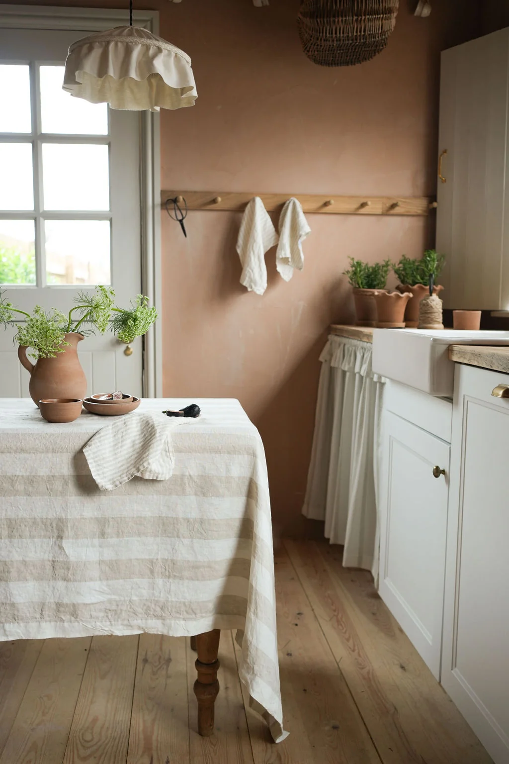 Morgan Wright The Provence French Linen Tablecloth, Wide Natural Stripe - Image 4