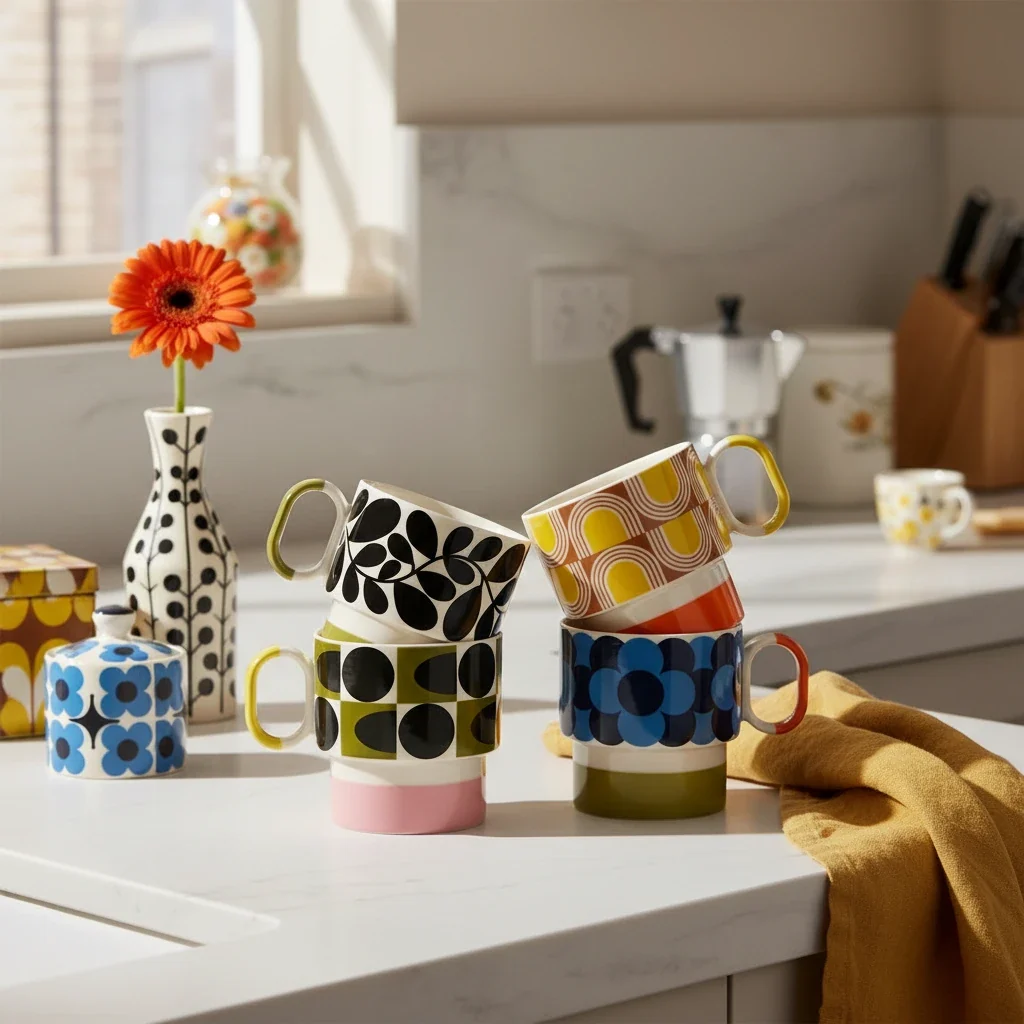 Orla Kiely Spot Square Oval Stripe Stacking Mug - Image 3