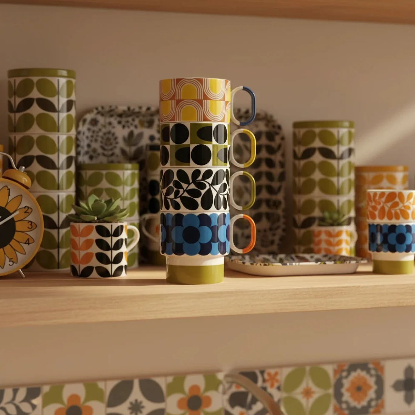 Orla Kiely Spot Square Oval Stripe Stacking Mug - Image 6