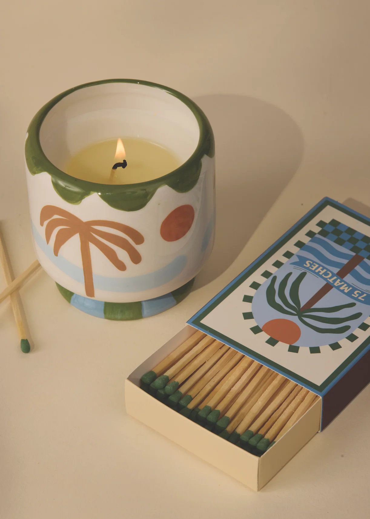 Paddywax A Dopo Palm Tree Ceramic Scented Candle, Sea Salt & Dewy Melon - Image 4