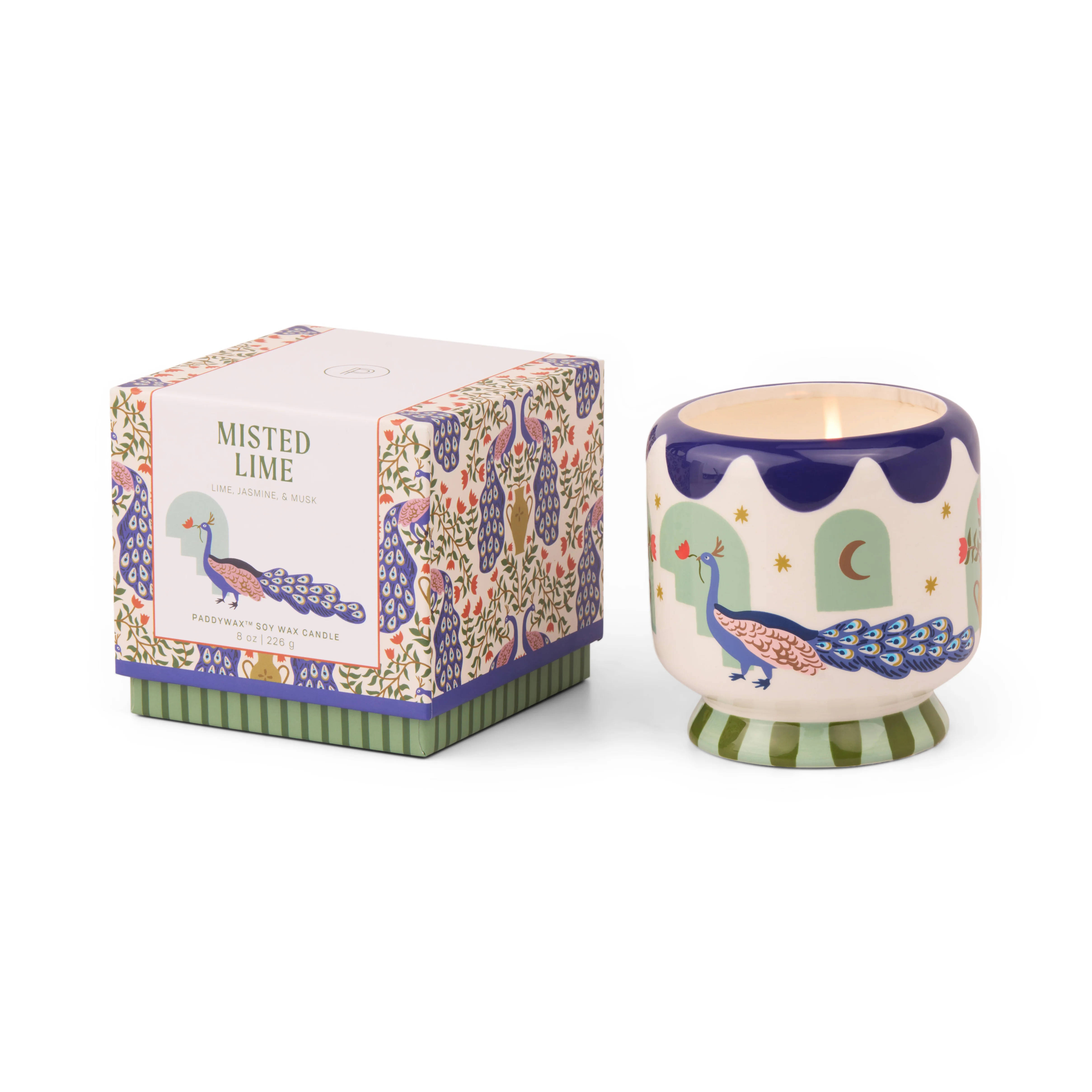Paddywax A Dopo Peacock Ceramic Scented Candle, Misted Lime - Image 3