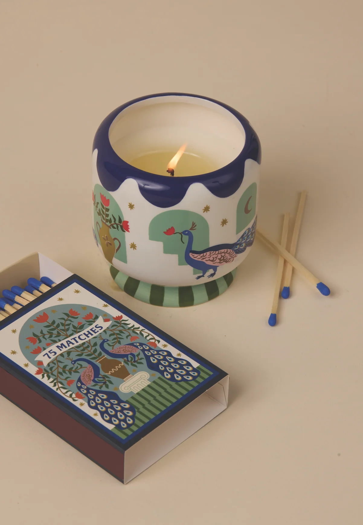 Paddywax A Dopo Peacock Ceramic Scented Candle, Misted Lime - Image 4