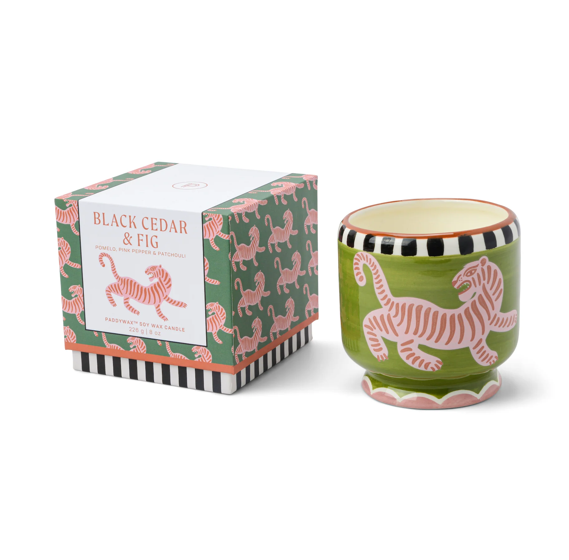 Paddywax A Dopo Tiger Ceramic Scented Candle, Black Cedar & Fig - Image 2