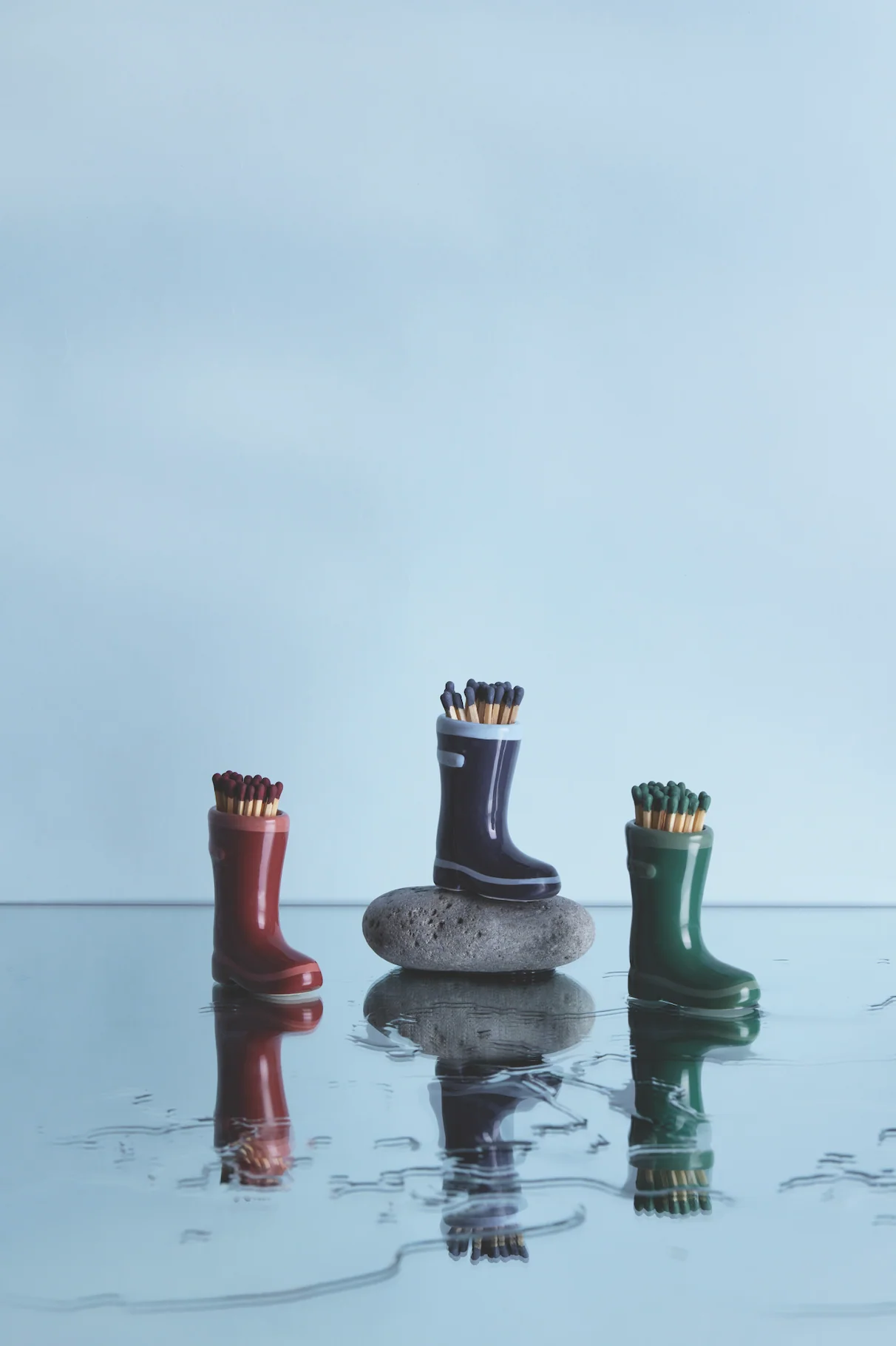 Paddywax Ceramic Wellington Boot Match Holder, Navy Blue - Image 4