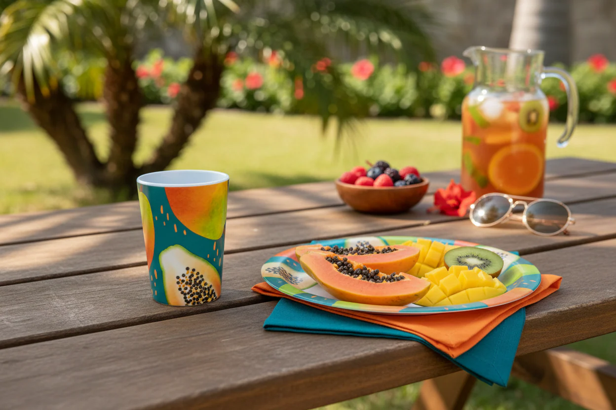 Papaya Bliss Melamine Picnic Beaker - Image 4