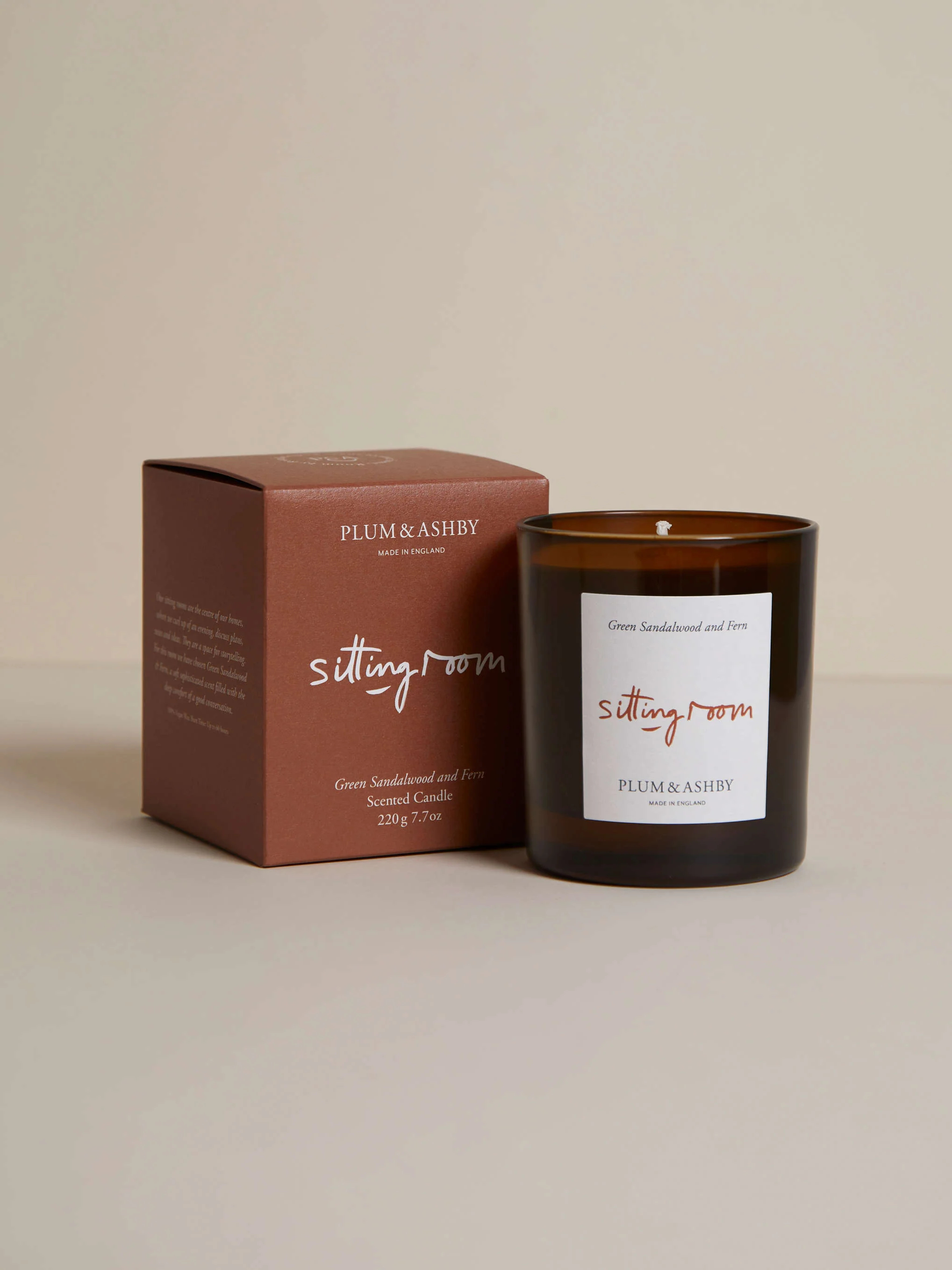 Plum & Ashby Scented Sitting Room  Candle, Green Sandalwood & Fern