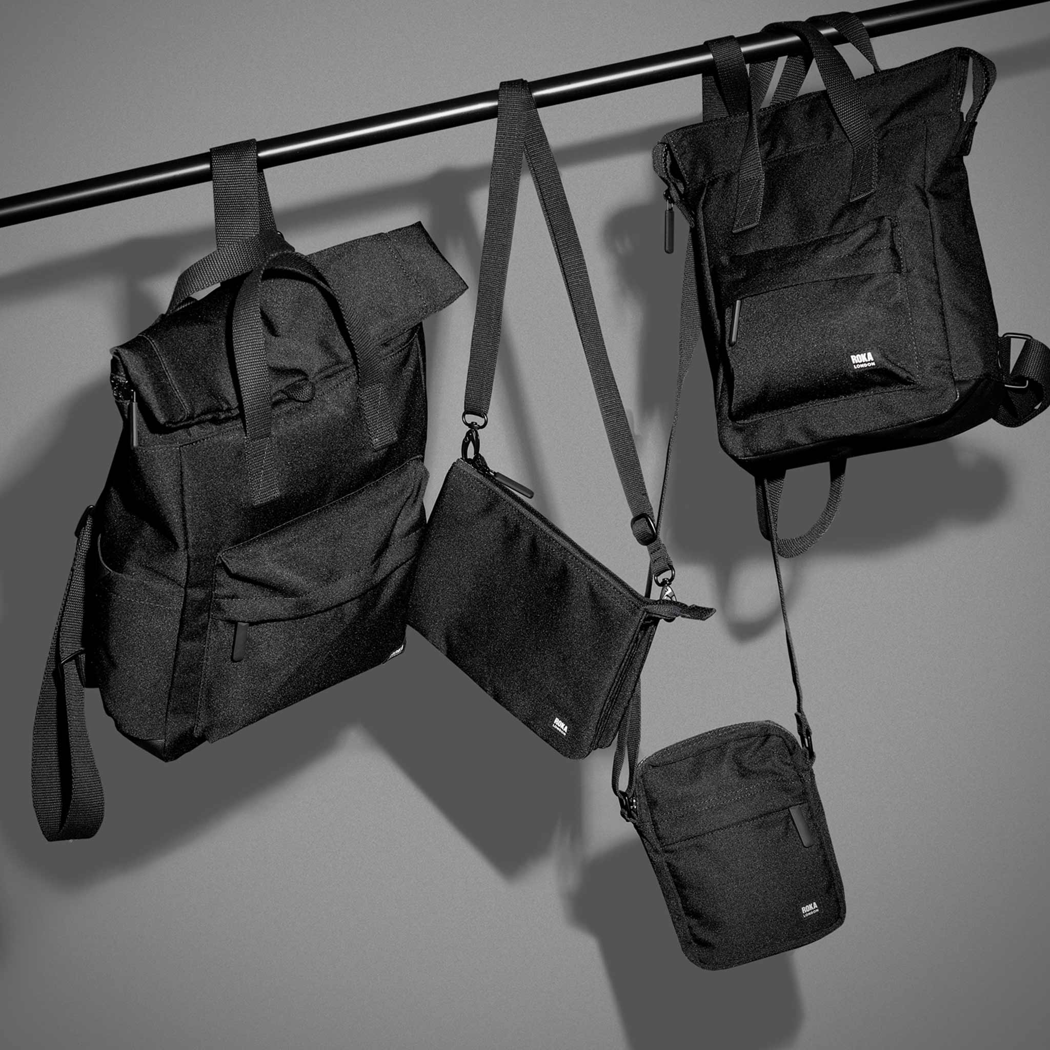 Roka London All Black Canfield B Medium Rucksack, (Sustainable Canvas) - Image 9
