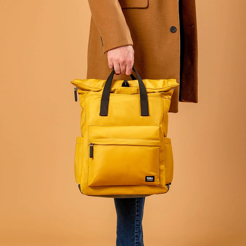 Roka London Black Label, Canfield B Medium Rucksack, Corn (Sustainable Nylon) - Image 10