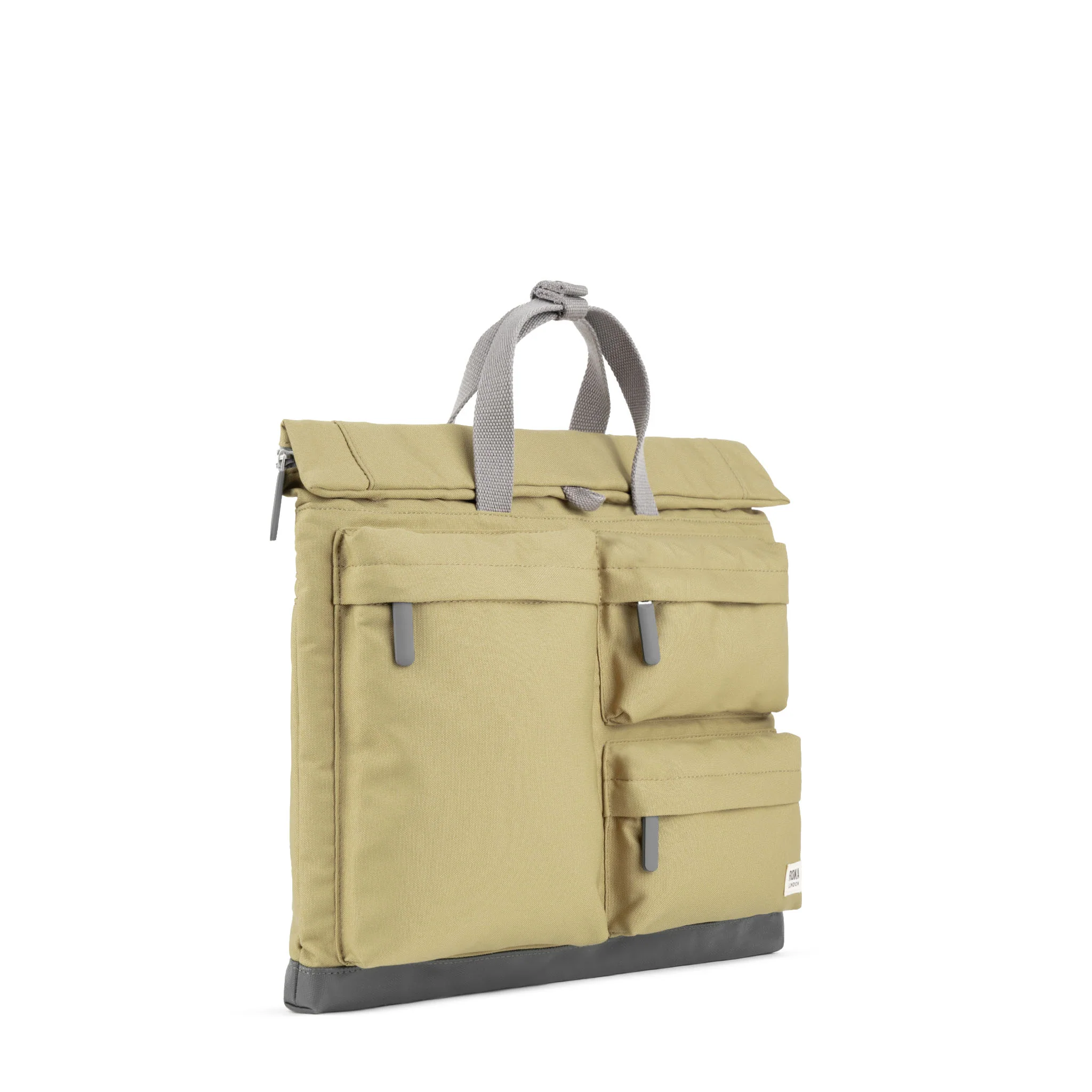 Roka London Blackfriars Messenger Bag, Khaki (Recycled Canvas) - Image 2