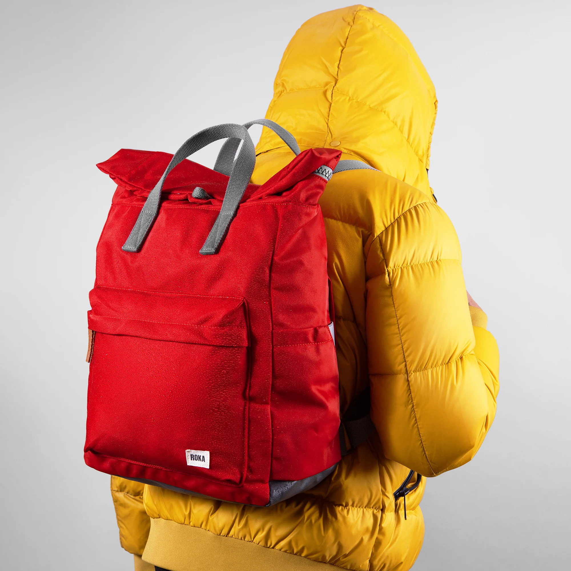 Roka London Canfield B Sustainable Nylon Rucksack, Cranberry - Image 13